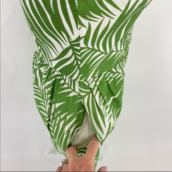 SOLD Milly of New York Linen Strapless Dress Size 8 Green & White Palm - Picture 5 of 14